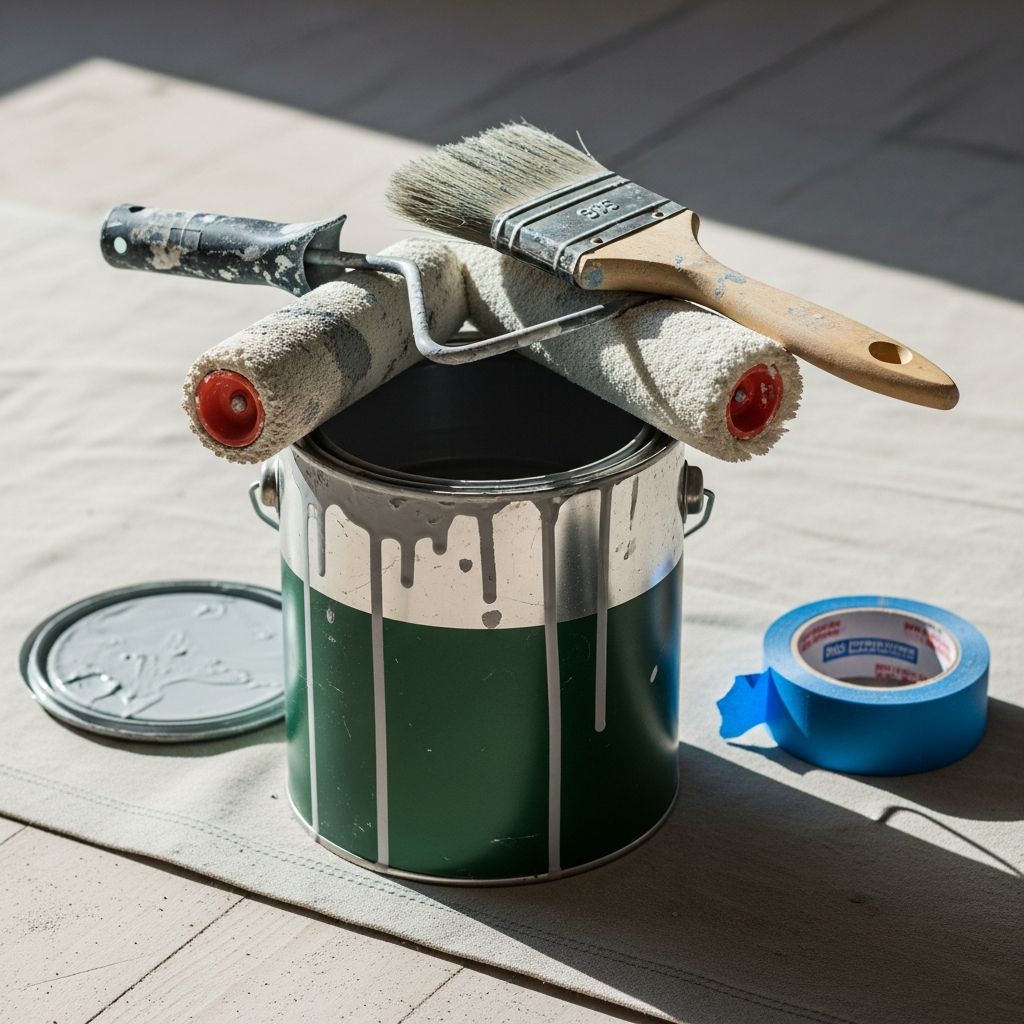 Chantier de peinture extérieure sur façade de maison individuelle