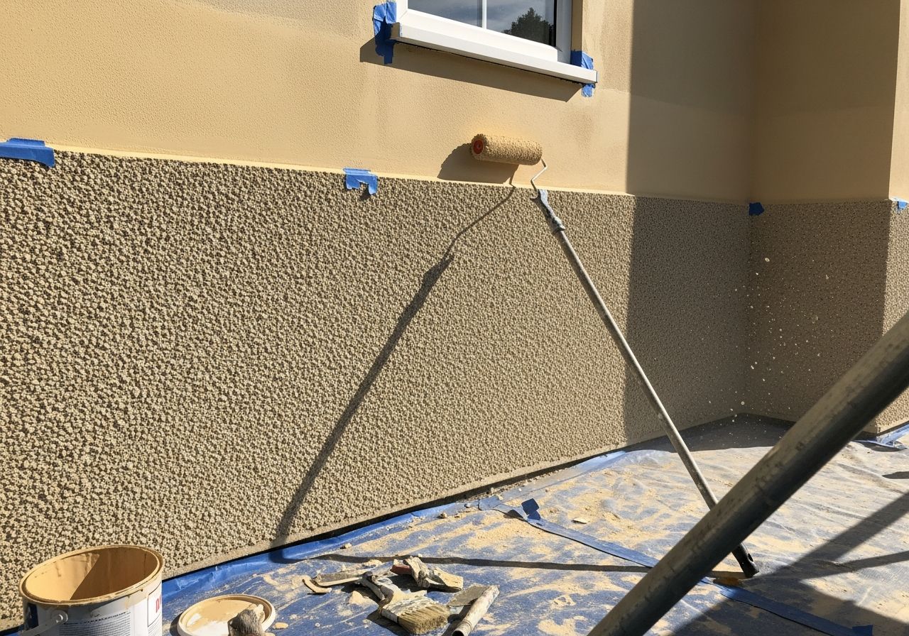 Application de peinture sur des volets en bois d'une maison individuelle